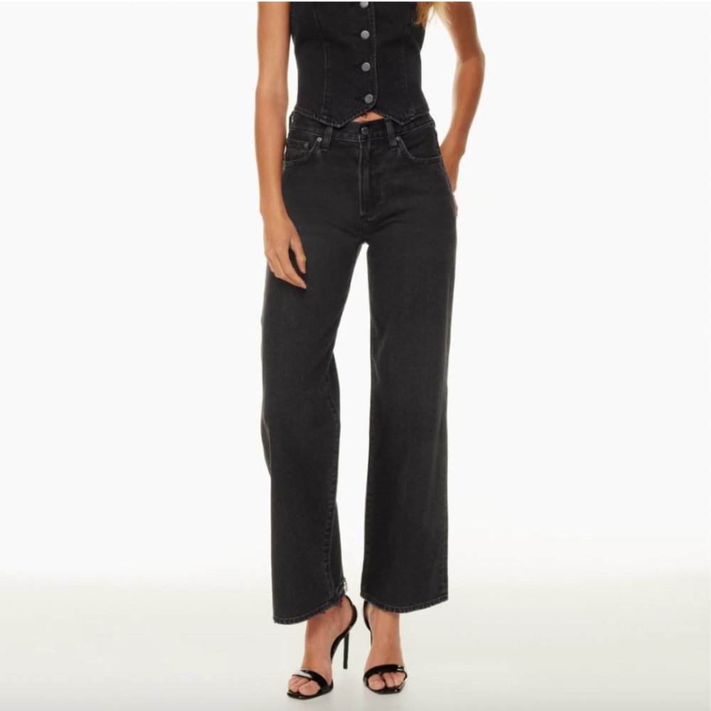 Aritzia Black Wide-Leg Flare Jeans